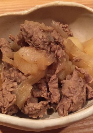 A picture of Nikujaga (beef & potato) 肉じゃが simple way -can make Gluten Free.