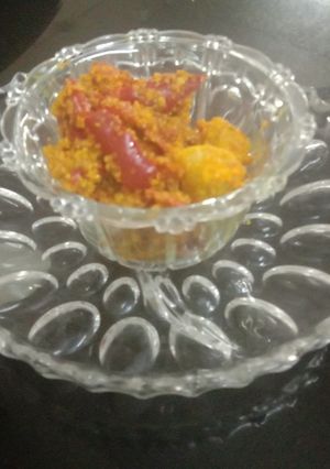 A picture of Red mirchi achar.