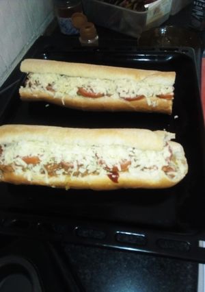A picture of Chicken and mushroom sub.
