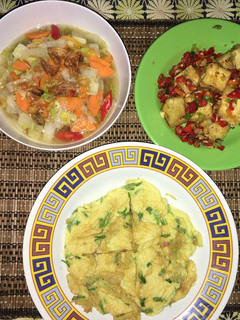 Foto resep Menu Makan Siang - Tahu Cabe Garam, Tumis Sawi Putih, Telor Dadar