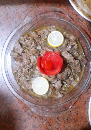 صورة لوصفة كبد وقوانص بالصويا صوص