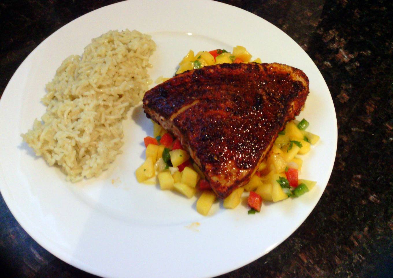 Pan Seared Blackened Tuna with Mango Salsa