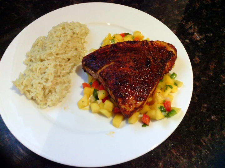 Simple Way Make Recipe Pan Seared Blackened Tuna with Mango Salsa that is So Delicious, Really Delicious}
