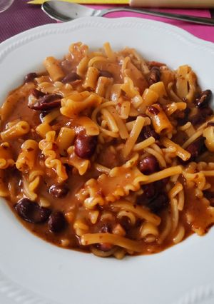 A picture of Pasta e Fagioli Rossi (Red Bean Pasta). The Superb!.