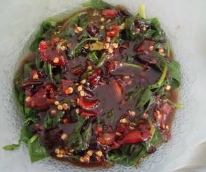 Resep mudah Rujak Kangkung Asam Manis Pedas Praktis Enak