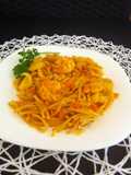 Fideos con sepia y langostinos