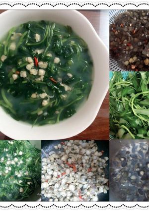 Hình của món Canh hến rau muống.