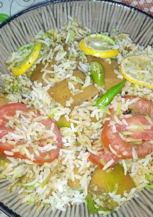 A picture of Green Potato Biryani.