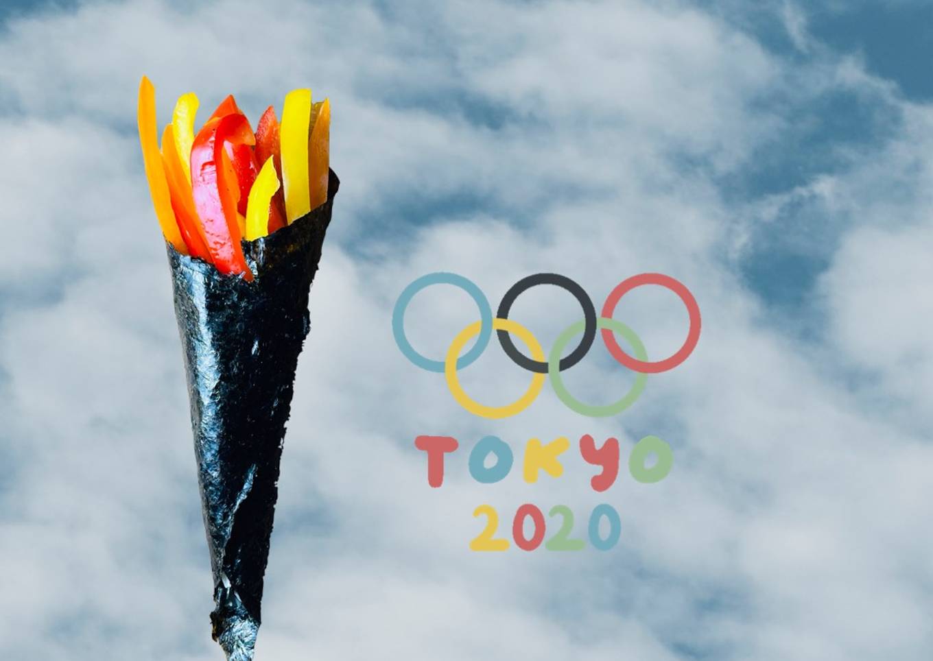 Olympic Torch Temaki Sushi with Fiery Dipping Sauce 🔥