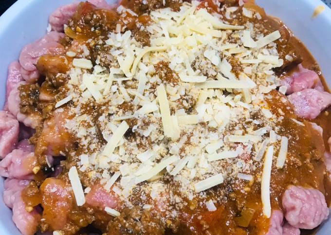 Ñoquis de remolacha, papa y queso ♥️