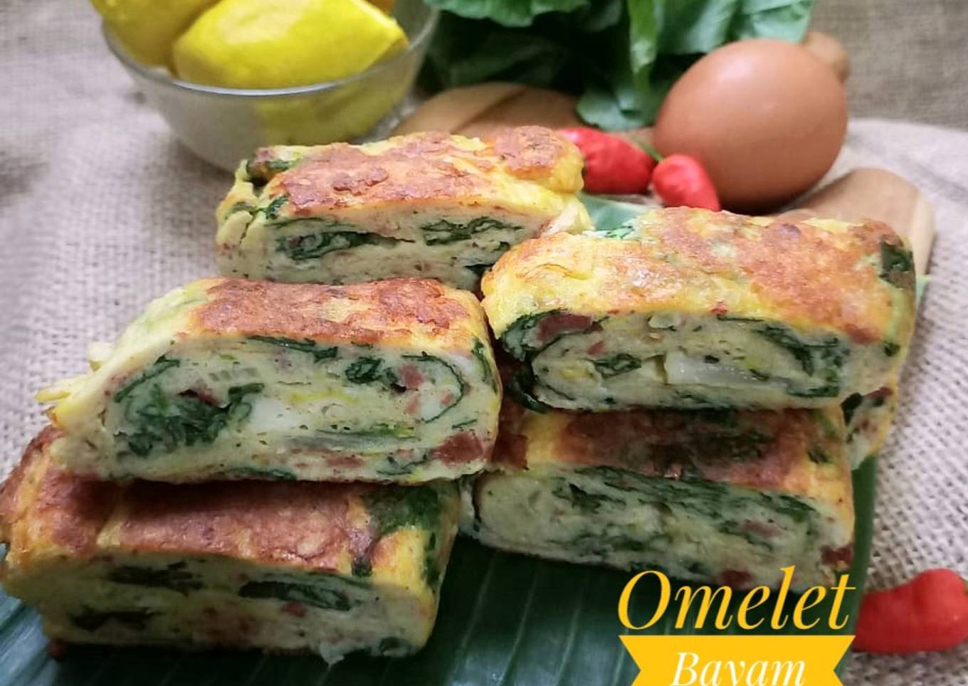 Omelet Bayam Tahu Kornet