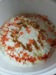 A picture of Cucumber and carrot raita.