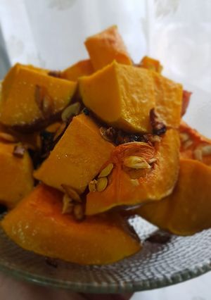 Una foto de Zapallo anco al horno con ajo y aceite de oliva