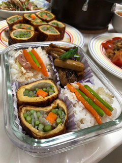 醬燒杏鮑菇豆皮/豆包卷便當 的食譜成品照片