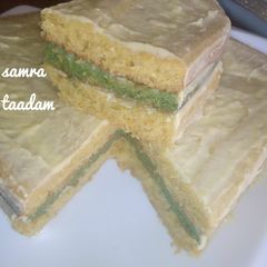 A picture of Carrot cake with butter cream.