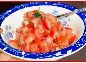A picture of Fresh tomato bruschetta.
