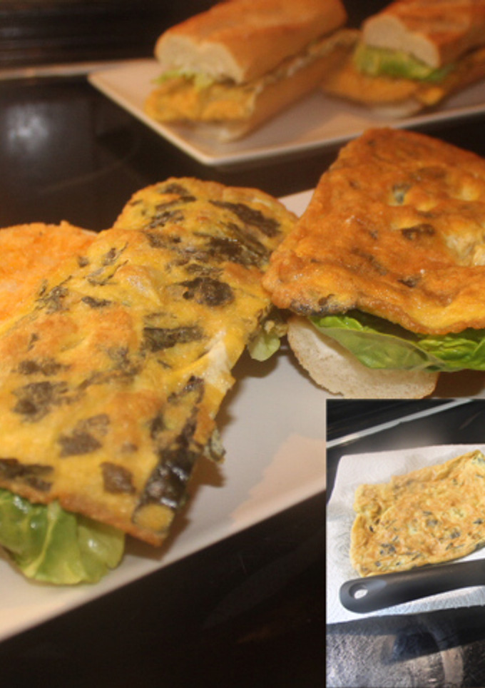Una foto de Bocadillo de tortilla cuadrada de algas kombu