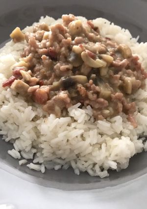Rizstejszínes, gombás husi rizzsel recept fotója
