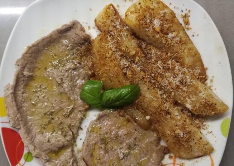 Fettine con pere rosolate