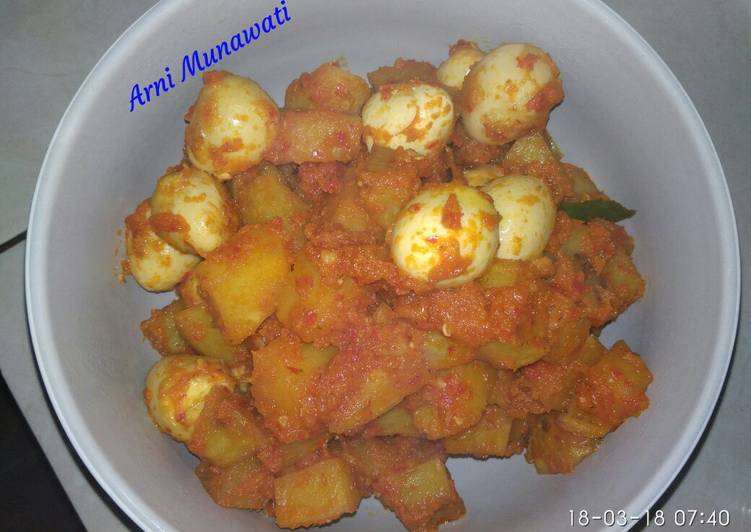 Balado telur puyuh + kentang