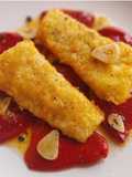 Potato Flake-Crusted Cod with Candied Piquillo Peppers