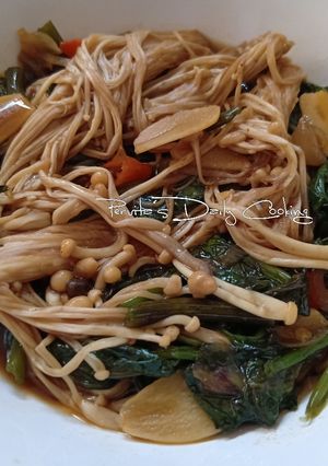 Foto resep Oseng Kangkung dengan Jamur Enoki