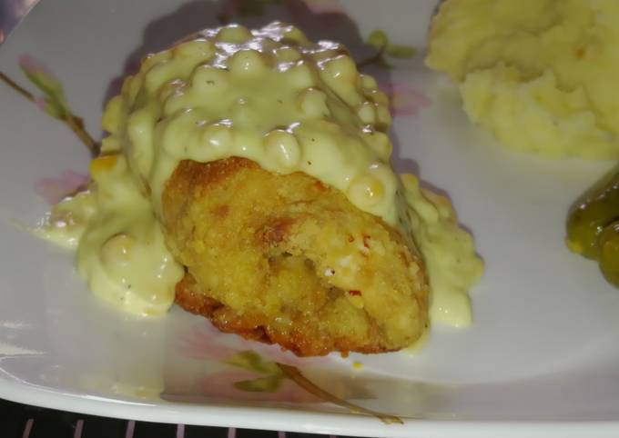 Recipe of Ultimate Baked cordon Bleu with creamy chicken corn sauce ...