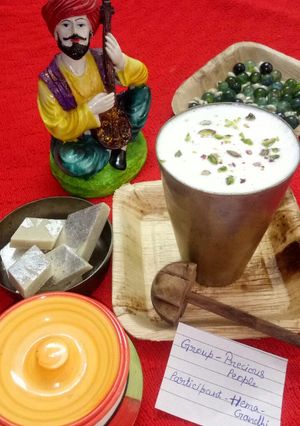 A picture of Traditional barfi waali Punjabi malai lassi.
