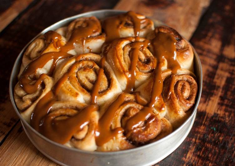Step-by-Step Guide to Make Ultimate Cinnamon buns drizzled with warm caramel sauce