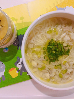 Hình của món Mì somen soup nấm măng tây cá basa phile - ăn dặm.
