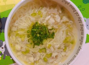 Hình của món Mì somen soup nấm măng tây cá basa phile - ăn dặm.