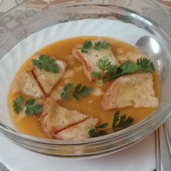 A picture of #teamcontest#team sugarnspice#cream of butternut soup#indianfood.