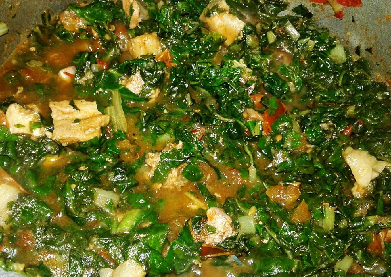 Pork in spinach