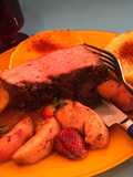 #LaCocinaNosUneMi bife de chorizo (entrecot en España) al vino rojo y frutos de estación