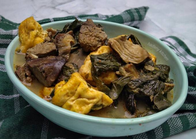 Resep Sayur Santan Ati Ampela, Tahu & Daun Singkong, Sempurna