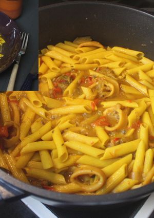 Foto principal de Macarrones con anillas de pota
