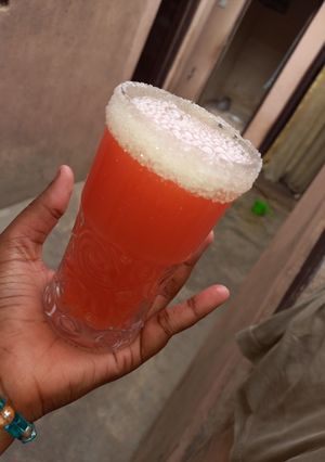 Watermelon and orange juice ainihin hoton girkin