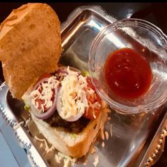 A picture of Healthy bean burger sandwich.