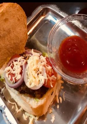 A picture of Healthy bean burger sandwich.