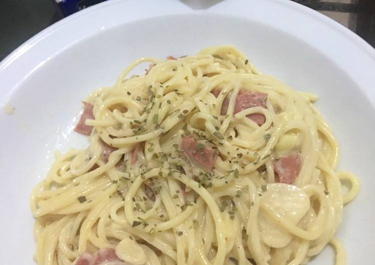 makanan Spagetti Carbonara Jadi, Enak Banget