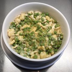 A picture of ZitaB's Hungarian peas paprikash with dumplings.