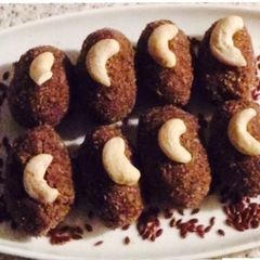 Flax seeds jaggery Pinni A picture of Flax seeds jaggery Pinni.