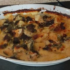 A picture of My Chicken, Bacon,onion & Potato Cheese Bake 🥰.