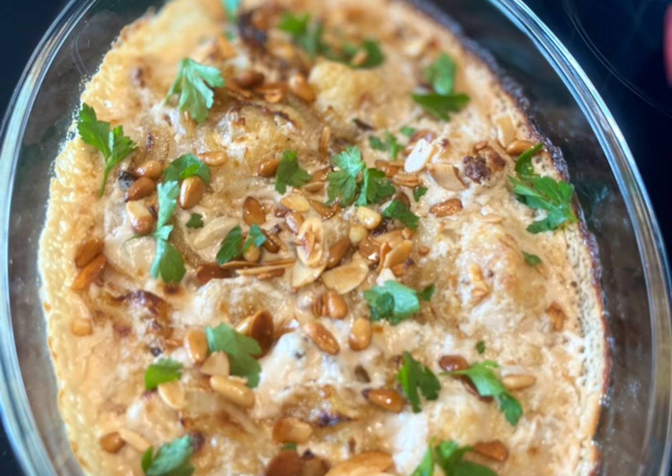 Baked cauliflower with tahini sauce
