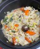 紅蘿蔔+勿仔魚+高纎穀飯+大白菜+奶油白菜+香菇+豆皮