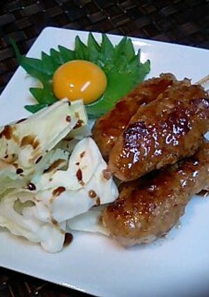 A picture of Yakitori-Style Chicken Tsukune with Sweet Soy Glaze.