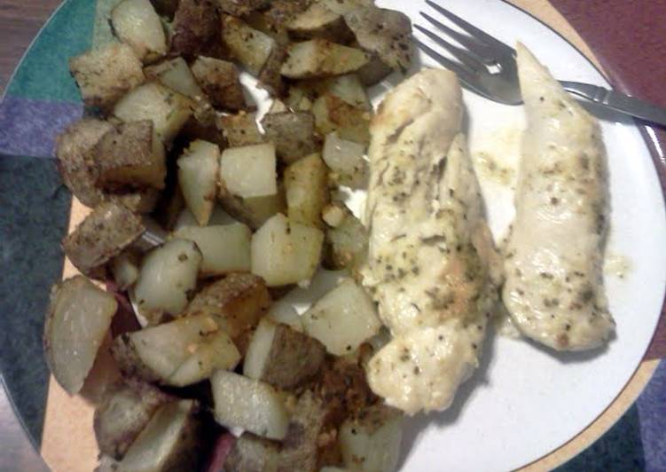 Simple Way to Make Favorite parmesan ranch chicken with roasted potatoes