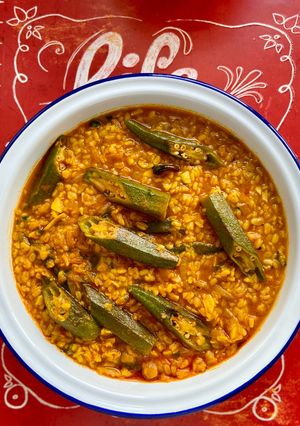 A picture of Mung Daal with Okra.