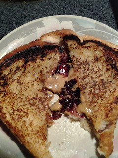 A picture of grilled peanut butter and jelly sandwich.