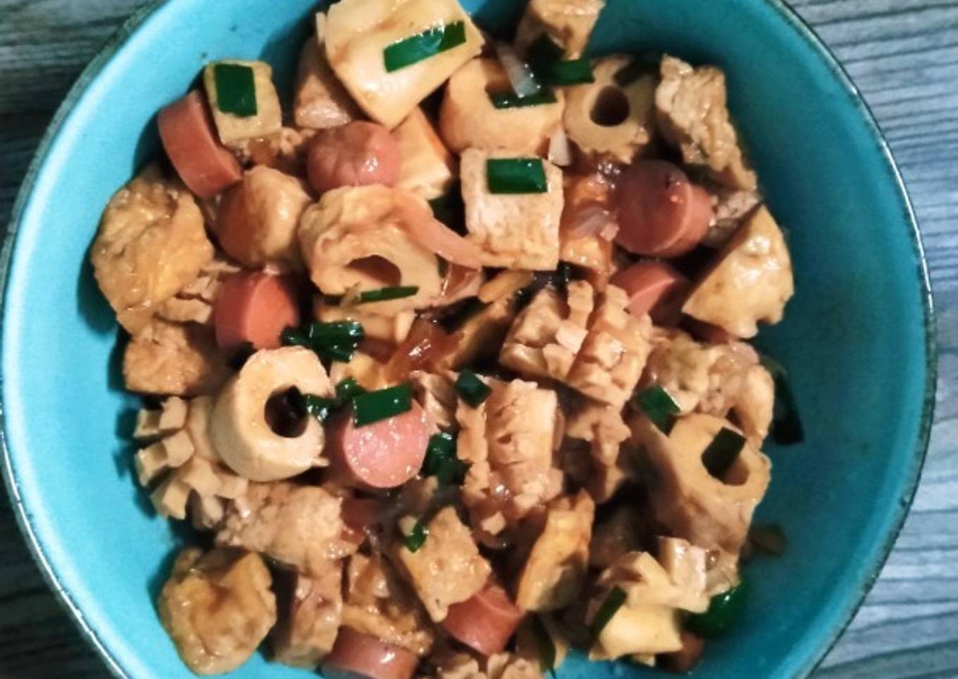 Teriyaki tahu sosis bakso ikan